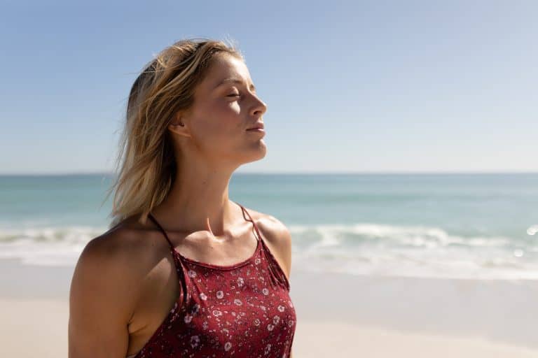 zen women on a beach
